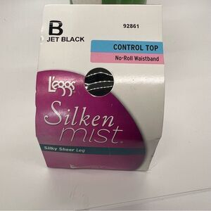 L'eggs Silken Mist Ultra Sheer Leg Control Top Pantyhose Size B jet Black